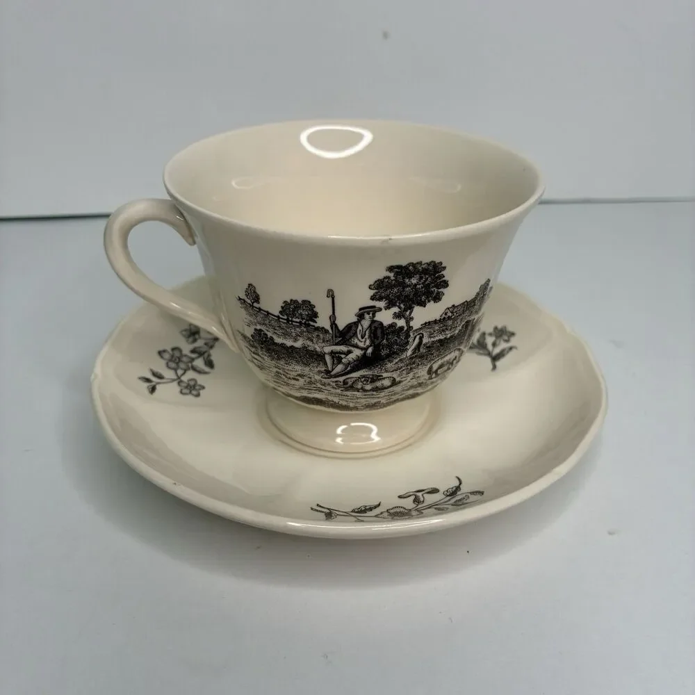 Wedgewood Etruria & Barlaston Creamware Tea Cup And Saucer Set Of 3